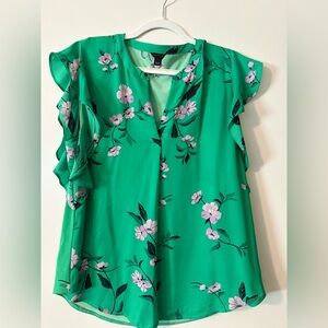 Ann Taylor Green Floral Blouse